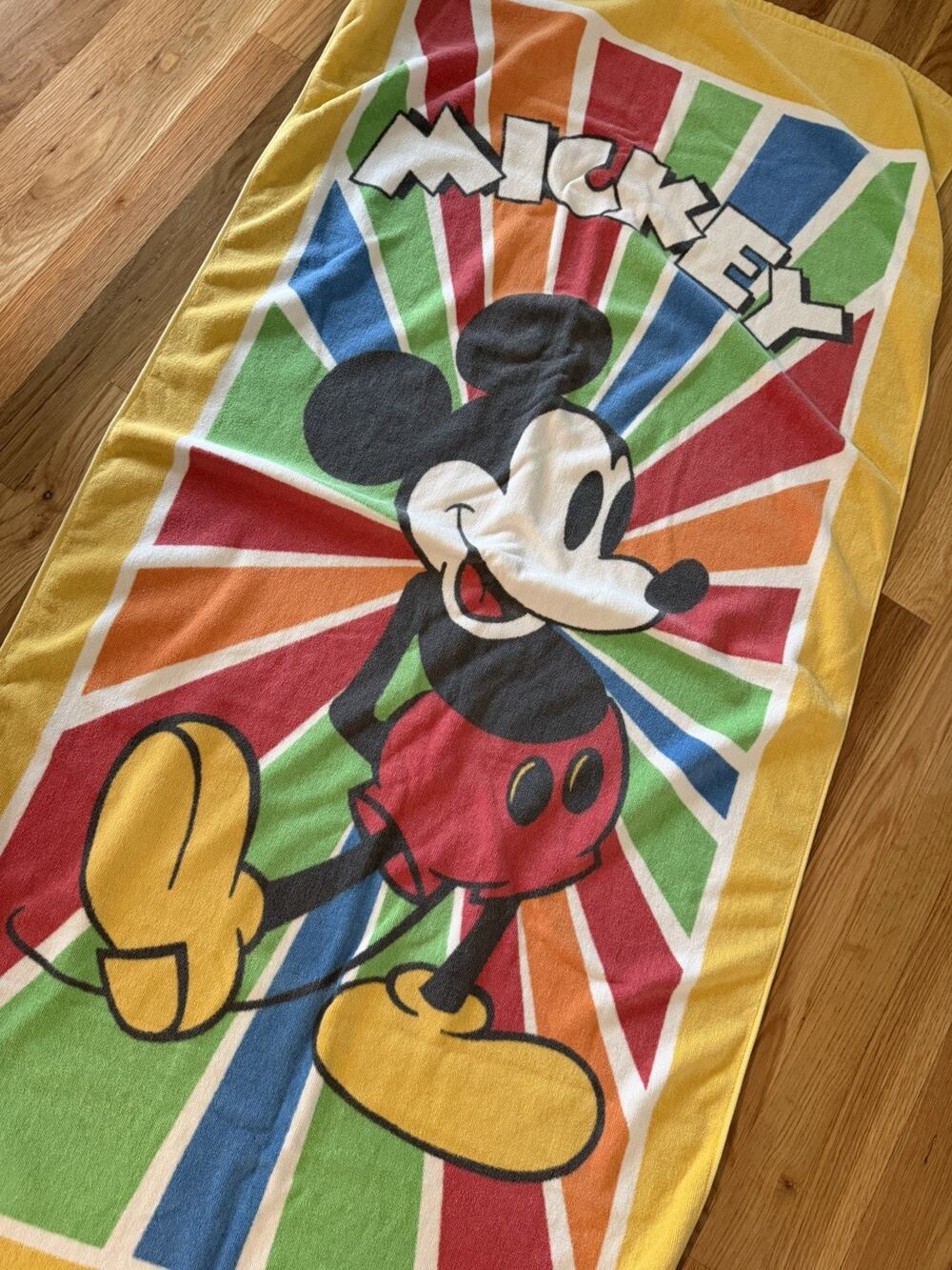 Vintage Mickey Mouse Beach Towel Disney Franco ( Color Block) 1980s/1990s Era